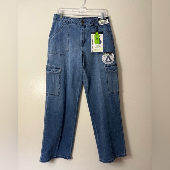 d. jeans Denim - Trendy Wide Leg High Waist Cargo Jeans